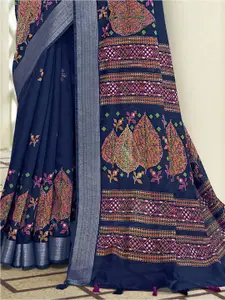 Mitera Floral Printed Zari Dabu Saree