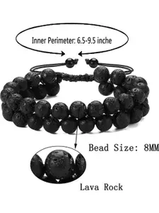 MEENAZ Men Stainless Steel Silver-Plated Artificial Beads Beaded Wraparound Bracelet
