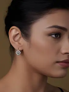 LeCalla 925 Sterling Silver Cubic Zirconia Studded Hoop Earrings