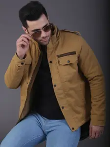 SQUIREHOOD Mock Collar Shoulder Tabs Cotton Tailored Jacket