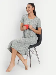 BLAZON Floral Printed Pure Cotton Nightdress