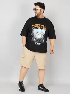 CHKOKKO Graphic Printed Round Neck Oversized Cotton T-shirt