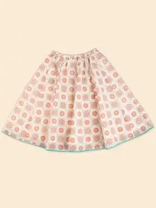 Fabindia Girls Printed Cotton Block Print Ready to Wear Lehenga & Blouse