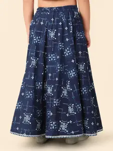 Fabindia Girls Embroidered Block Print Cotton Ready to Wear Lehenga & Blouse With Dupatta