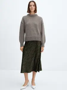 MANGO Printed A-Line Midi Skirt