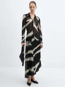 MANGO Printed Asymmetric Flared Midi Skirt
