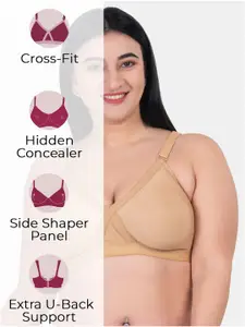 KOMLI Plus Size Pack Of 3 Full Coverage Non Padded Cotton Workout Bra With All Day Comfort
