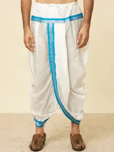 Manyavar Blue Mandarin Collar Straight Kurta With Dupatta