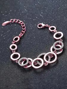 Peora Rose Gold Plated Cubic Zirconia-Studded Charm Bracelet