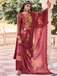 Stylee LIFESTYLE Floral Printed Pure Silk Unstitched Dress Material