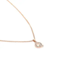 Estele Rose Gold-Plated Artifical Studded Contemporary Pendants with Chains