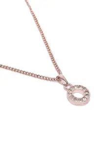 Estele Rose Gold-Plated Artifical Studded Contemporary Pendants with Chains