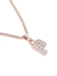 Estele Rose Gold-Plated Artifical Studded Contemporary Pendants with Chains