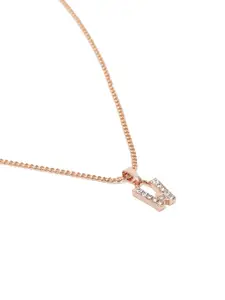 Estele Rose Gold-Plated Artifical Stone Studded Contemporary Pendants with Chains