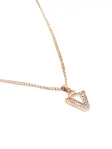 Estele Rose Gold-Plated Artifical Stone Studded Contemporary Pendants with Chains