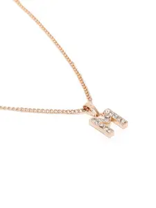 Estele Rose Gold-Plated Artifical Stone Studded Contemporary Pendants with Chains