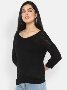 Van Heusen Woman Open Knit Self Design Pullover Sweater