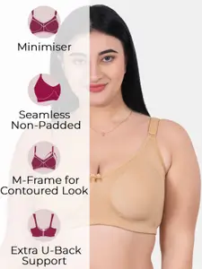 KOMLI Pack Of 2 Plus Size Full Coverage Cotton Minimiser Bra With All Day Comfort