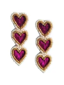 Sangria Heart Shaped Pearls Drop Earrings