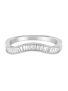 GIVA Rhodium-Plated 925 Sterling Silver Cubic Zirconia-studded Hillock Finger Ring