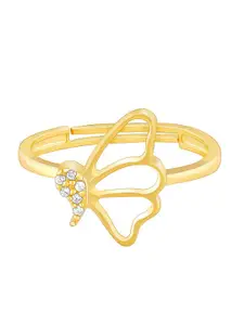 GIVA Gold-Plated 925 Sterling Silver Stone Studded Finger Ring
