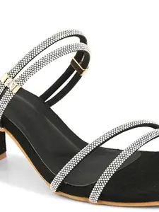 XE Looks Embellished Open Toe Block Heels