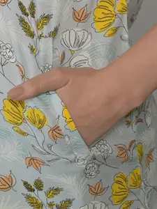 MAYSIXTY Floral Printed Lapel Collar Shirt Dress