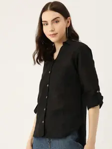 Fab Star Classic Oversized Roll Up Sleeves Pure Cotton Casual Shirt