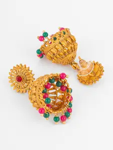 aadita Gold-Toned Gold-Plated Contemporary Jhumkas