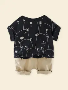 INCLUD Boys Printed Round Neck T-shirt with Shorts