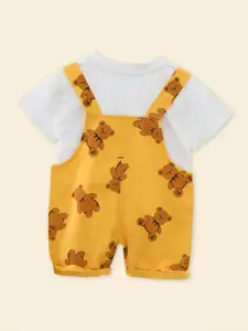 INCLUD Boys Graphic Printed Cotton T-shirt With Dungarees