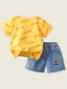 INCLUD Girls Printed T-shirt with Shorts