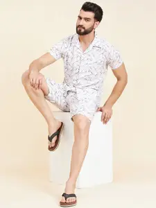 Sweet Dreams Beige Printed Short Sleeves Shirt & Shorts Set