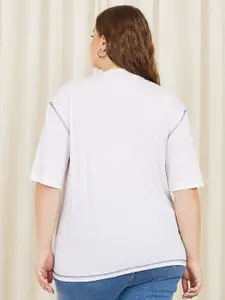 Styli Plus Oversized Drop Shoulder Contrast Stitch Detail T-shirt