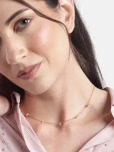 VANBELLE Women 925 Sterling Silver 18kt Gold Plated with CZ Necklace