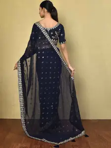 Satrani Embellished Georgette Belted Saree