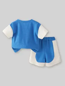 INCLUD Boys Self Design T-shirt With Colourblocked Short