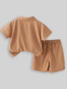 INCLUD Boys Knitted Polo Collar T-shirt with Shorts