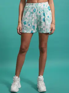 Tokyo Talkies Floral Printed Halter Neck Sleeveless Top With Shorts Co-Ords