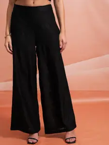 Tokyo Talkies Black Crochet Crop Top With Trouser