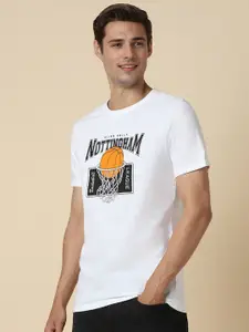 Allen Solly Typography Printed Cotton Applique T-shirt