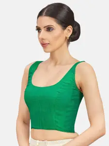 Studio Shringaar Scoop Neck Sleeveless Cotton Silk Saree Blouse