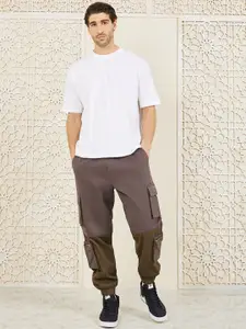 Styli Men Grey Mid-Rise Woven Cotton Cargo-Style Joggers