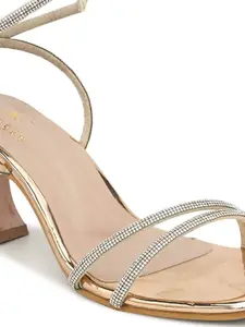 XE Looks Embellished Open Toe Slim Heels