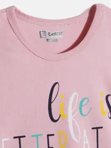Eteenz Girls Premium Cotton Typography Printed A-Line Dress