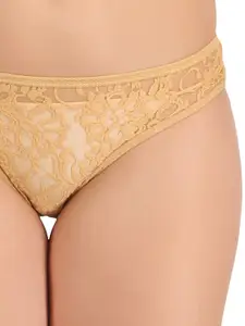 Selfcare Pack of 4 Mid-Rise Net Self Design Panties Bikini Briefs Set SN2396-L