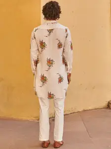 QB MEN Floral Printed Straight Kurta