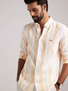 Andamen Premium Vertical Stripes Linen Casual Shirt