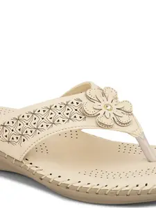 XE Looks Textured Open Toe Lightweight T-Strap Flats