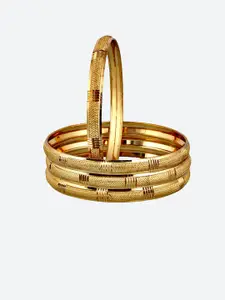 LUCKY JEWELLERY Set Of 4 Gold-Plated Bangles